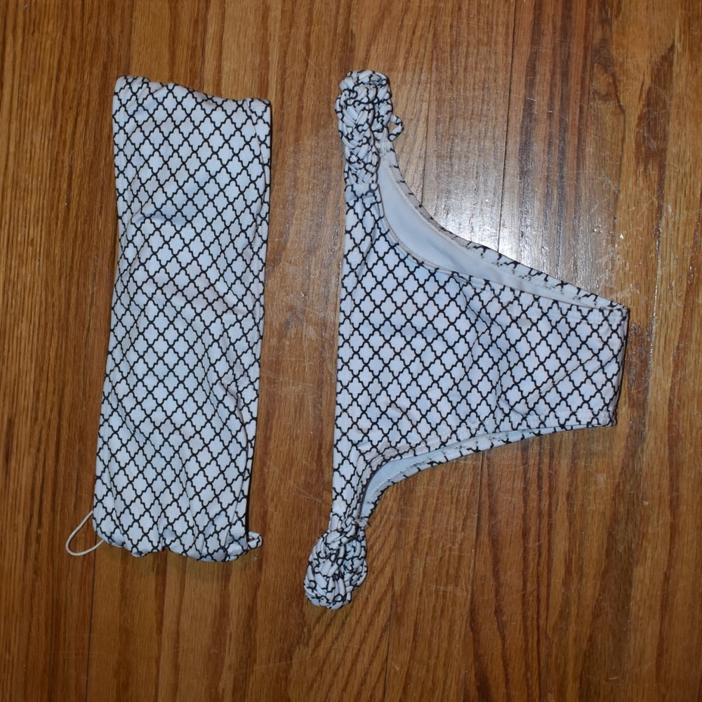 strapless bikini and thong bikini bottoms